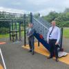 •	Mike Starkie, Mayor of Copeland, and Emanuel Flecken, Copeland Council's Parks and Open Spaces Manager, at the Jacktrees Road play area in Cleator Moor 